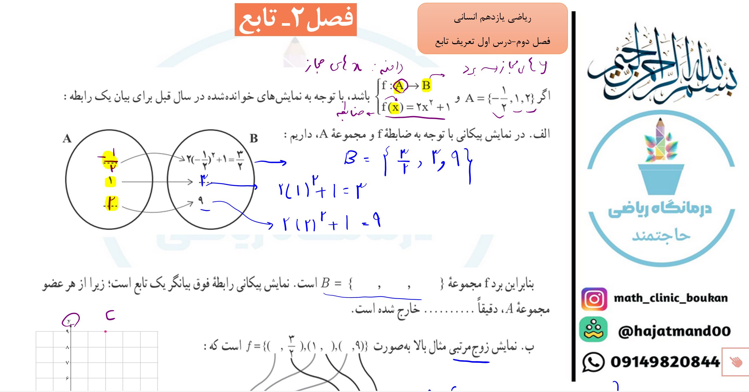 ریاضی یازدهم انسانی-فصل دوم-درس اول-نمایشهای مختلف تابع