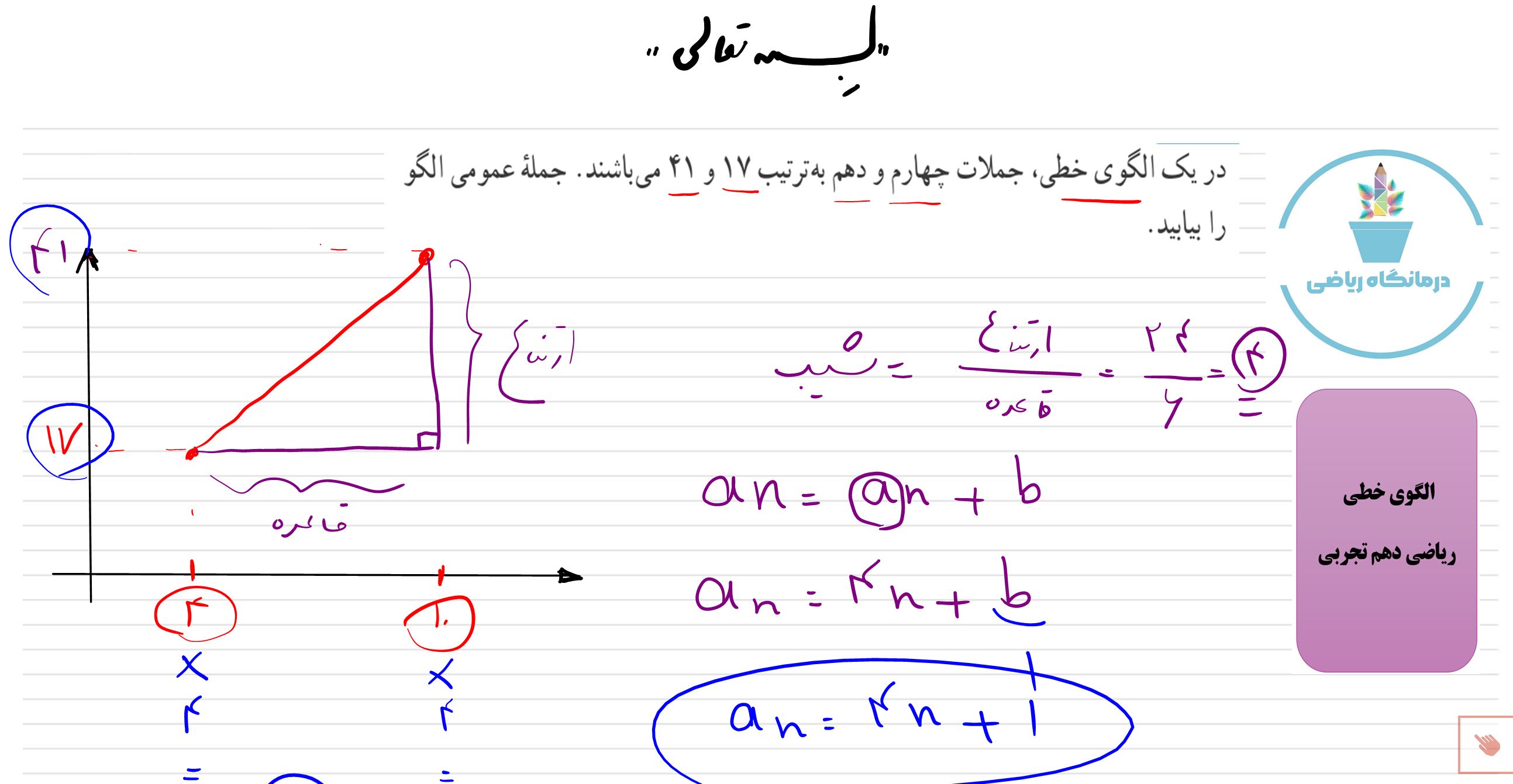 الگوی خطی-ریاضی دهم تجربی