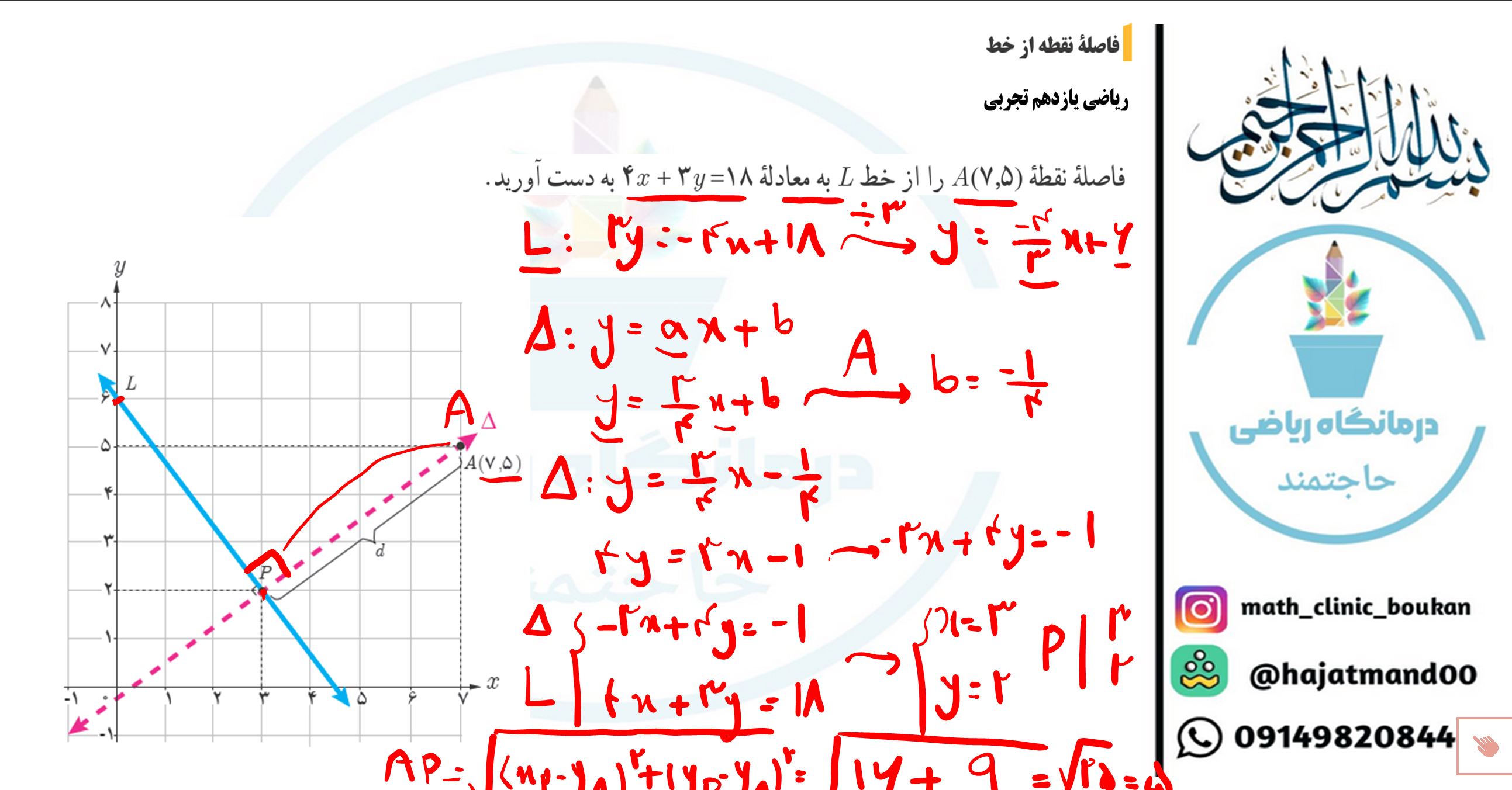 فاصله نقطه از خط- ریاضی یازدهم تجربی